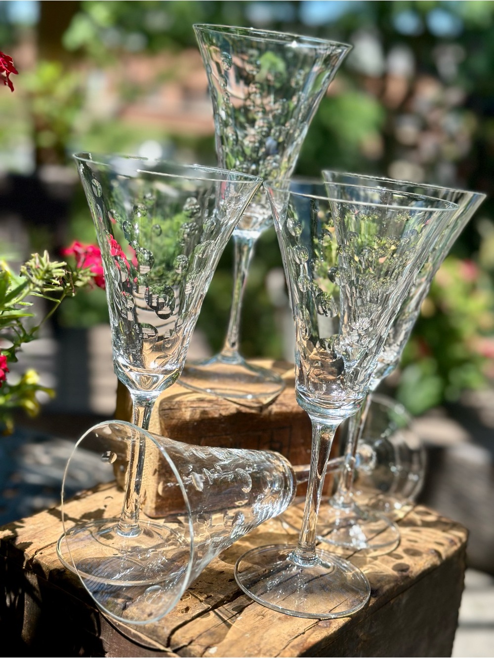 Sasaki Focus Crystal Water Goblets Set of 5 Discontinued 9 inches Tall